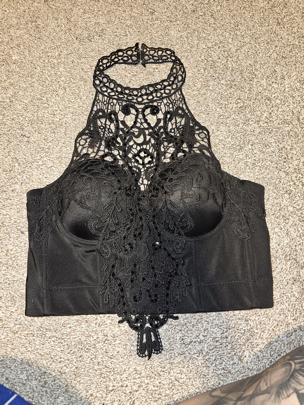 Black Lace High-Neck Bralette Top